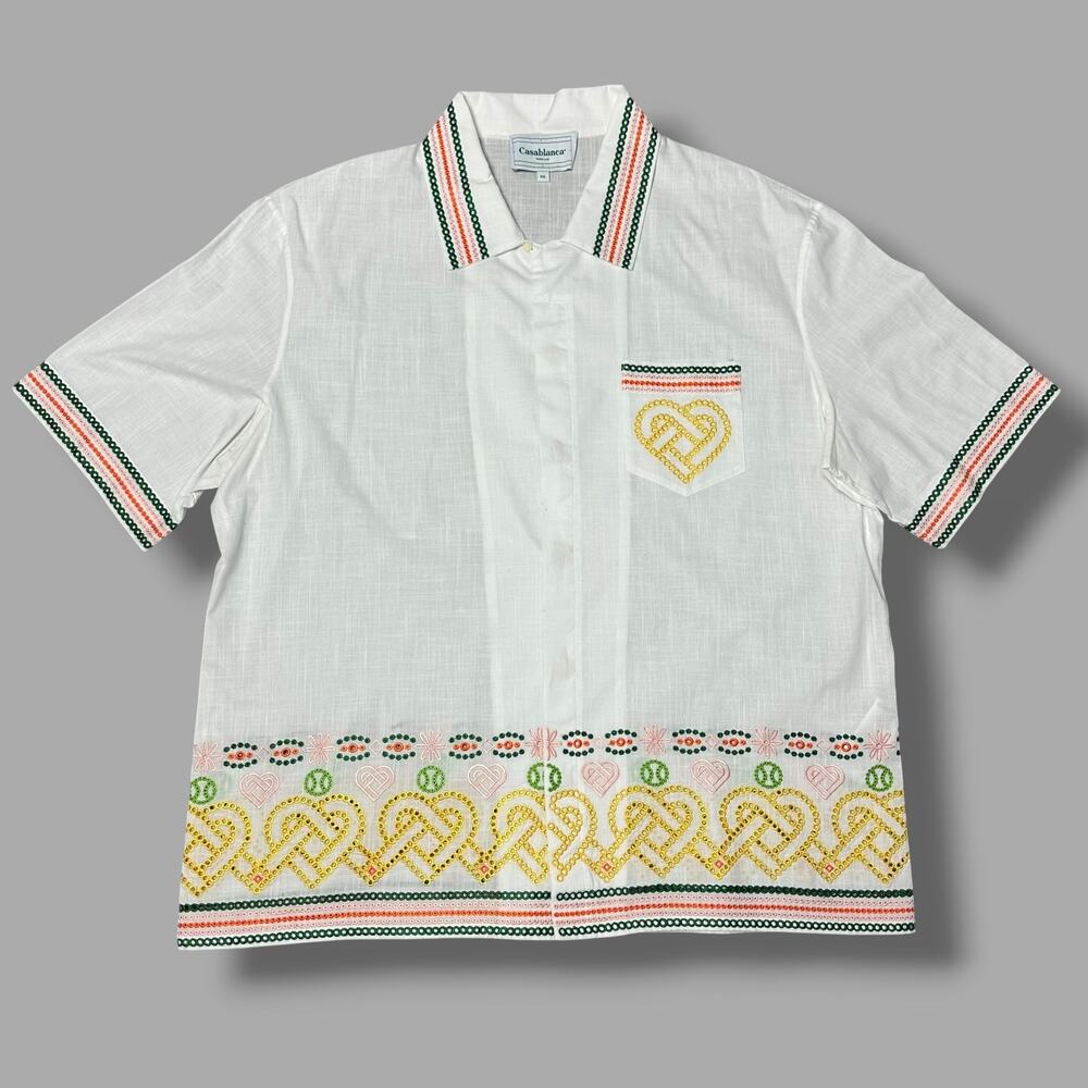 $1085 Casablanca Tennis Club Gradient Heat Broderie Anglaise Shirt Button Up XXL